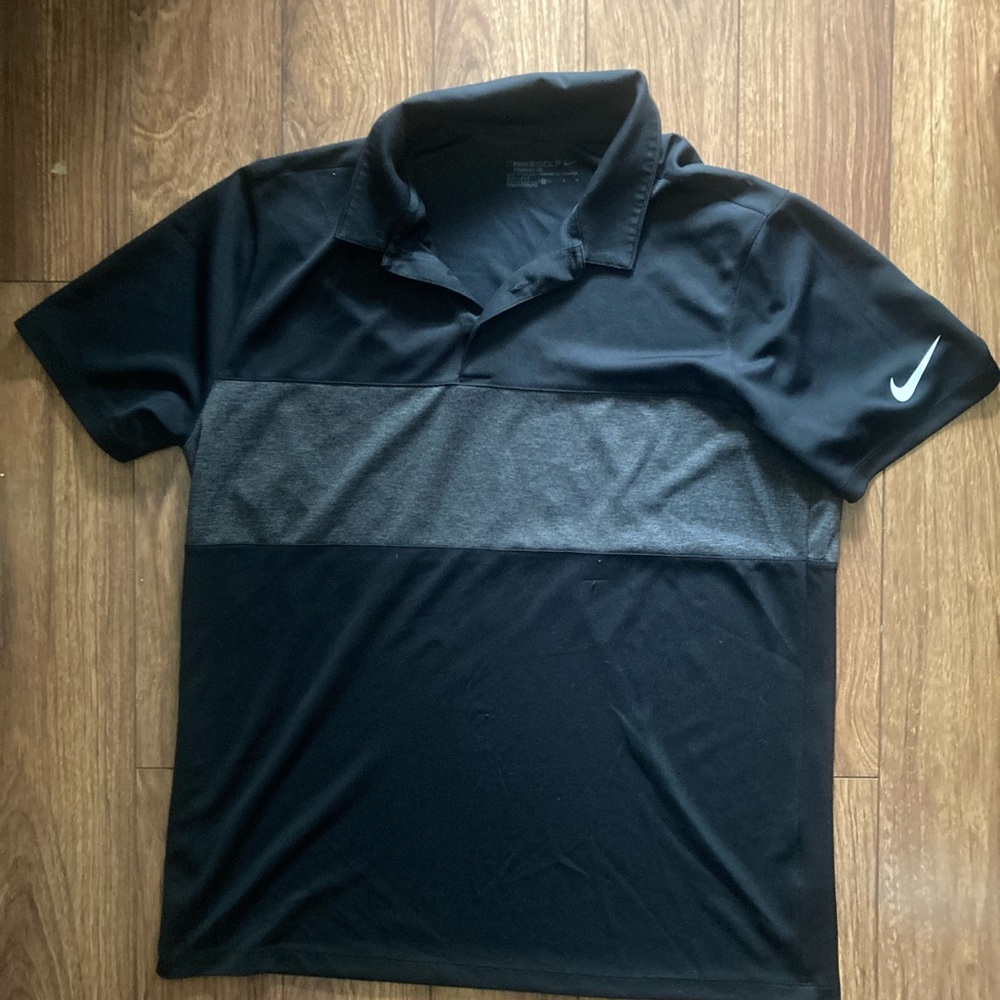 Nike Black and Gray Polo Shirt